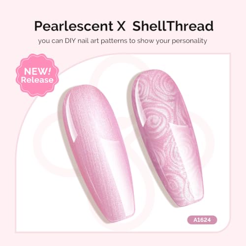 Image of MelodySusie Rose Pink Pearl Gel Nail Polish,0.5fl oz Soak Off UV LED Drawing Shimmer Gel Polish Soak Off Swirl Shell Thread Effect Gifts for Women Nail Art Manicure Salon DIY Nail Design-A1624