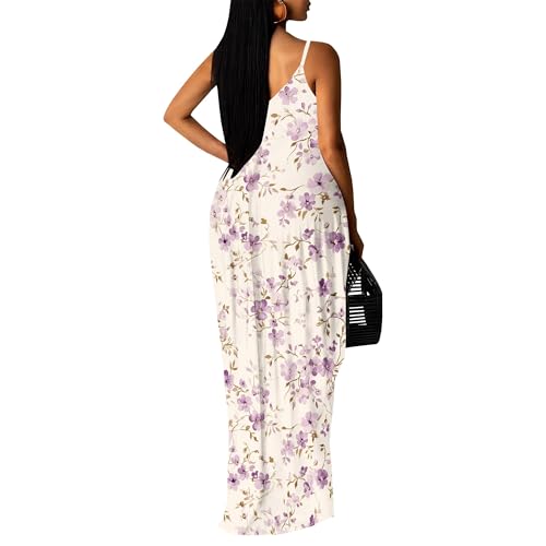 Image of SUZONANA Women Plus Size Summer Maxi Dress Spaghetti Strap Loose Sundress