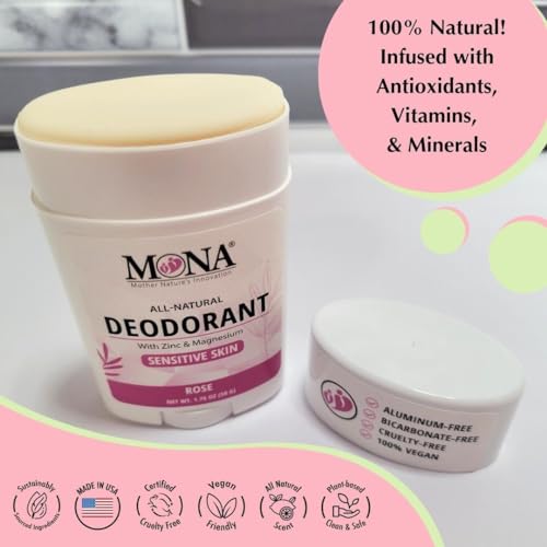 Image of MONA BRANDS All Natural Deodorant For Women & Men | For Sensitive Skin | No Aluminum or Baking Soda | (3-Pack VARIETY-1 1.76 Oz each)