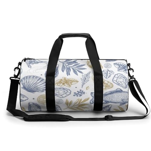 Sac de voyage poissons et coquillages pour le camping et la randonnée - Bagage cabine duffel 45cm