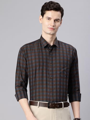 Image of Majestic Man Men's Pure Cotton Slim Fit Checkred Full Sleeve Classic Collar Everyday Formal Shirt
