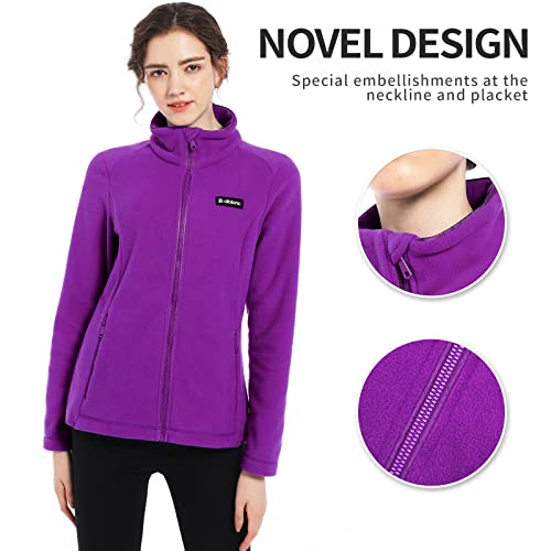 Alblanc Fleece Jacket Women,Lightweight Soft Full Zip Polar Fleece Jacket,Womens Fleece Jacket Zip Up With Zipper Pockets,Purple M #TOP2