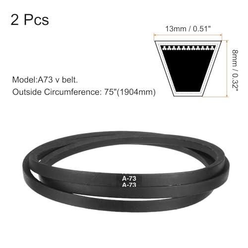 Image of uxcell 2pcs A73 or 4L750 Classic Wrapped Rubber V-Belt, 73 inch(1854mm) Inside Circumference, A Profile V Belt