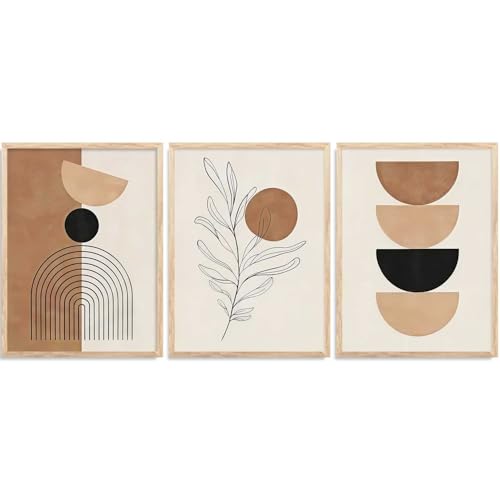 Image of HOTHOUSE Home Decor Boho Painting Decorative Wall Art poster With Frame For Living Room Bed Room Hotel Wall Decor Digital Reprint Set of 3 (19X25 inch)