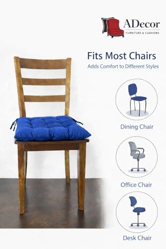 Image of A Decor Soft Cotton Chair Cushion Pad 40x40x4 cm| Comfortable Pad for Dining, Office & Study Chairs Pack of 1| (Royal Blue)