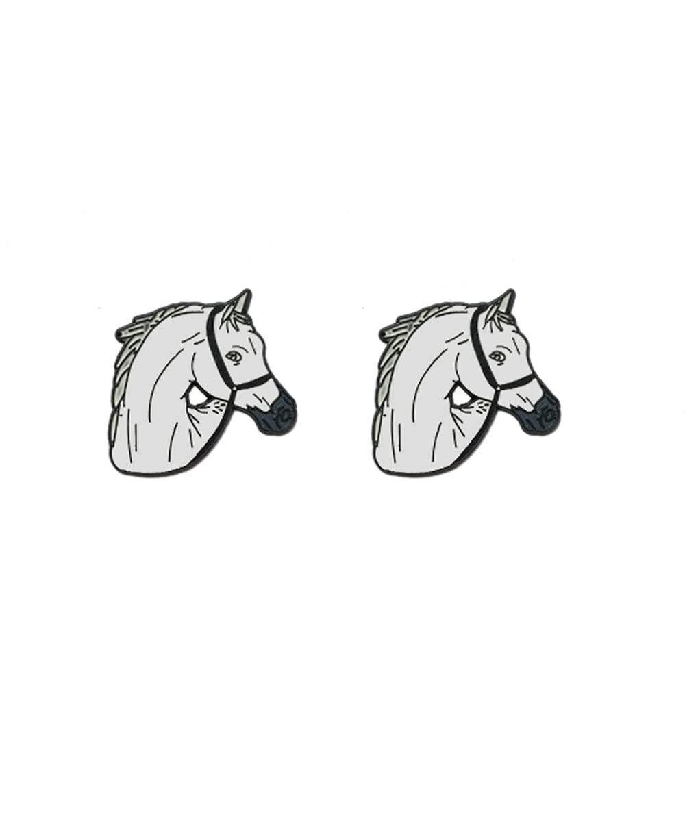 2 PC Abu Dhabi White Horse Image Design 2D Sticker Badge Metal 3x3cm
