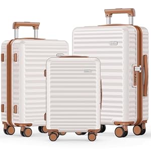 SHOWKOO Kofferset 3 Harde Schaal Uitbreidbaar Licht 100% Polycarbonaat Duurzaam Reiskoffer met Wieltjes Trolley Handbagage & TSA-slot