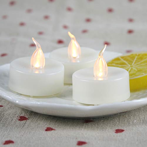 Image of CANDLE CHOICE Battery Operated Flameless Tea Lights Realistic Flickering Electric LED Tealight Candles Set Wedding Party Halloween Christmas Decorations Table Centerpieces Batteries Included 12 Pack