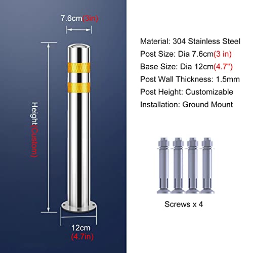 Heavy Duty Traffic Delineator Posts Safety Cone 20 24 28 31 35 40 47 inch, commercial Security Post Barrier for Driveway/ Sidewalks/ parking, include complete kits (Dia 11.4cm(4.5in) 70cm/27.5in) - Thumbnail 4