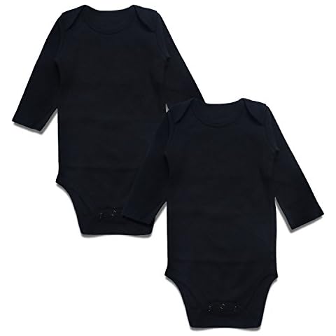 DEFAHN Baby Bodysuit Pack 2 Long Sleeve Onesie for Newborn Boys Girls Black 9-12 Months Cover