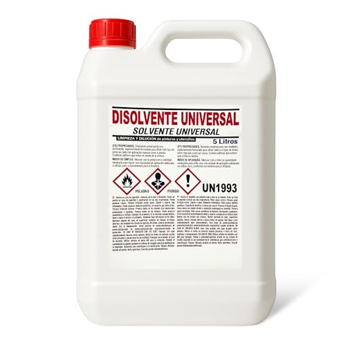 TECHZOCO Disolvente universal, Diluente Universal, diluyente en pinturas y barnices base disolvente, Disolvente de limpieza para pintura, Tapón de seguridad, Capacidad 5000 ml