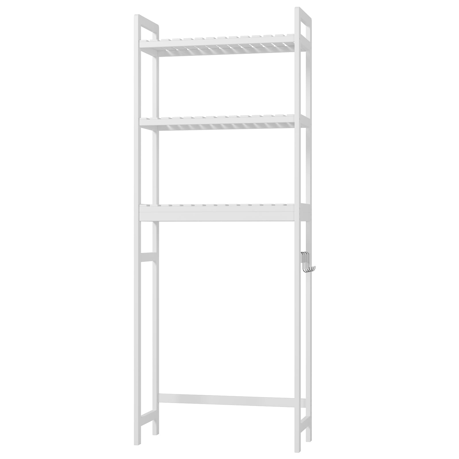 FOREHILL Meuble WC, Étagère de Salle de Bain, Étagère Toilette, en Bambou | Meuble machine à laver | Rangement à 3 niveaux | 63x26x163cm | Gain de place | Pour petits espaces | Montage facile
