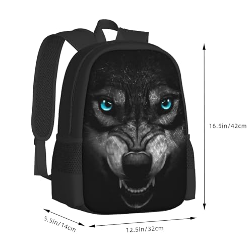 17 Inch Backpack for Hungry Wolf Lightweight Adjustable Animal Backpacks with Mesh Side Pockets for Travel Outdoor Sports3