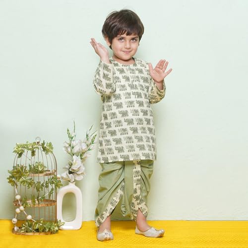 Image of AJ DEZINES Kids Ethnic Wear Pure Cotton Dhoti Kurta Set For Boys