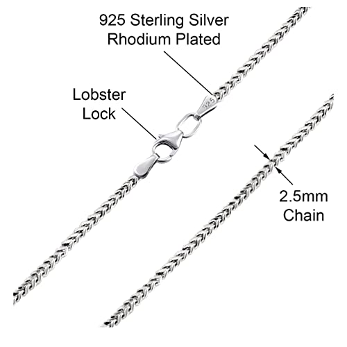 Savlano 925 Sterling Silver Rhodium Plated Solid 2.5MM Franco Square Box Chain Necklace for Women & Men-Made In Italy Comes with a Gift Box2