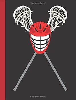 Paperback Composition Book: Crimson Red Lacrosse Helmet on Black Background 100 Sheets/200 Pages 7.44 x 9.69 College Ruled Notebook/Journal (Lacrosse Helmet and Stick College Ruled) Book