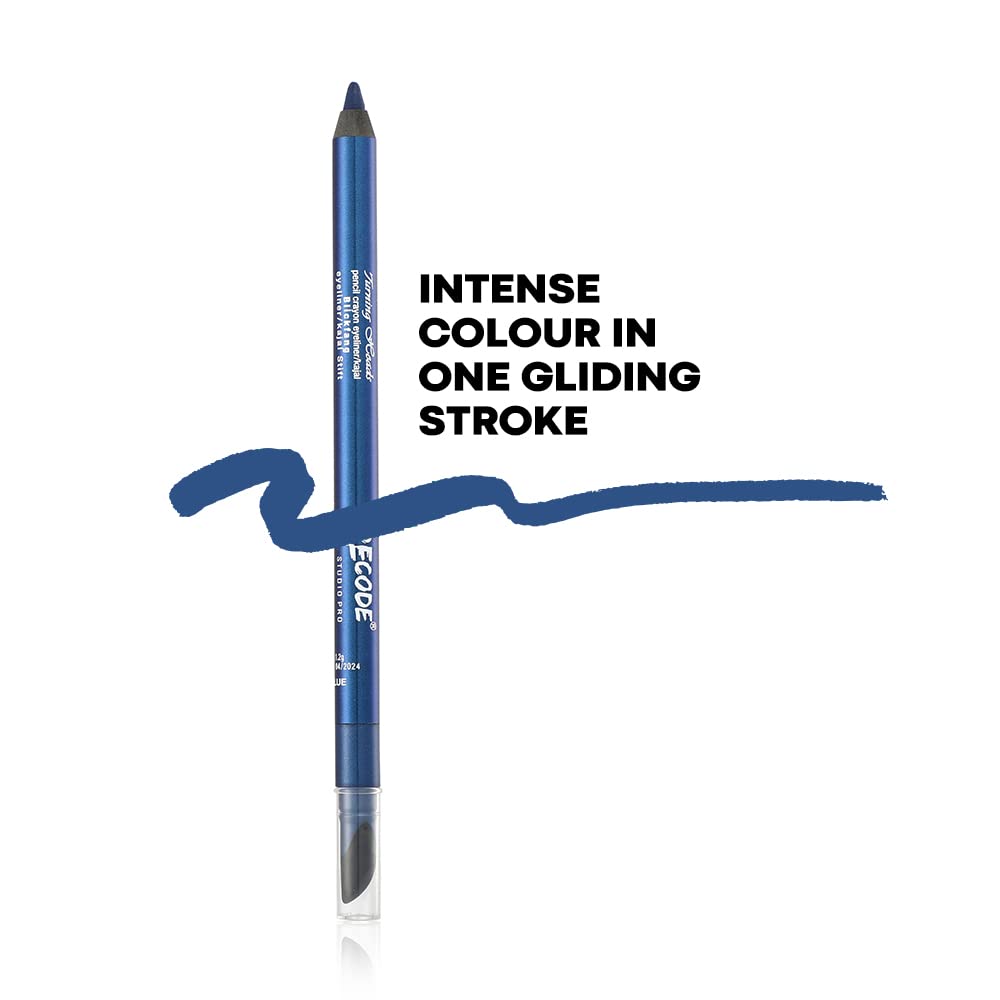 Recode Turning Heads Crayon Gel Eyeliner Pencil comes with Smudger on other side, longlasting, Water-proof & smudge-proof Formula, Blue, 1.2gm
