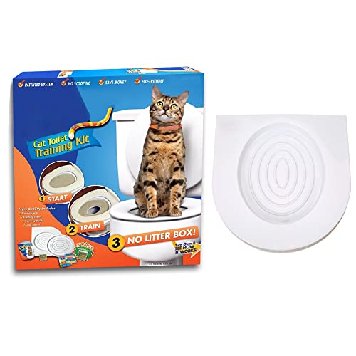 Cat Toilet Seat Training Kit, Plastic Cat Potty Toilet Training Kit Compatible with All Toilets and Shapes Home Use Pet Supplie Help Train Your Cat to Use Toilet