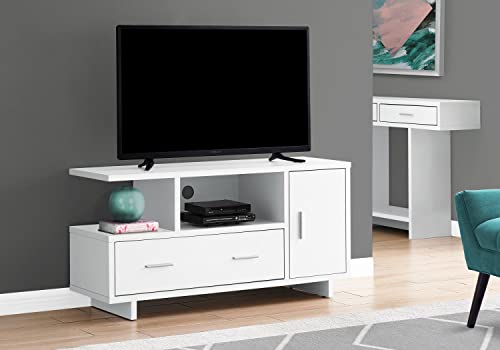 Monarch Specialties I Stand-48 L Storage Tv Stand, White #TOP15