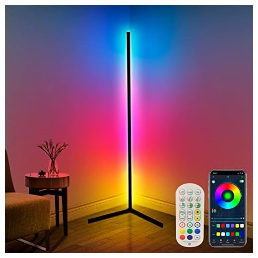 Corner Floor Lamp,65” Color Changing LED Floor Lamp with Music Sync,Modern Mood Lighting Corner Lamp with Remote & App Control, Creative DIY Mode & Timing,RGB Floor Lamp for Living Room Gaming Room