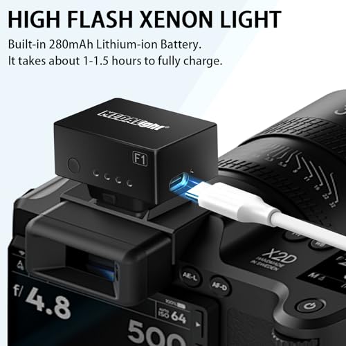 MEDALIGHT F1 Mini Camera Flash Suitable for Ricoh (GR3/GR3X, etc.) Fuji/Sony/Nikon and Other Cameras，Portable Mini Digital Cold Boot Flashlight for DSLR Cameras