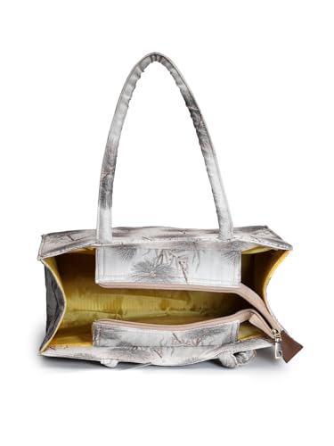 Image of ENSAC Women's Floral Print Tote Bag | Lightweight Handbag with Zipper Closure