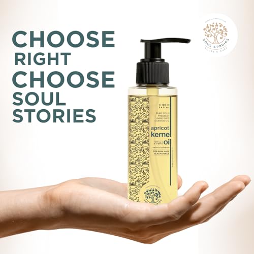 Image of Soul Stories Apricot Kernel Oil 100ml | 100% Pure Cold Pressed Oil for Hair, Face & Body | Helps Nourish Dry Skin, Soften Hair & Support Healthy Scalp | Rich in Vitamin E