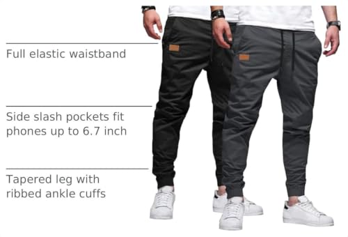 Image of JMIERR Mens Cotton Stretch Joggers Casual Twill Athletic Track Pants
