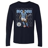 500 LEVEL Rodri Manchester City Long Sleeve Shirt - Rodri Machester City Outline Name WHT (Navy, Large)