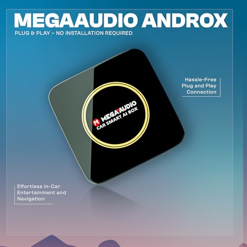 Image of MEGAAUDIO ANDROX MP09 Smart AI Box for Car | Wireless CarPlay & Android Auto Adapter | Wired to Wireless Converter | Stream YouTube, Netflix, JioHotstar | Android 13 | 4GB+64GB | 1080P | BT 5.0 | WiFi