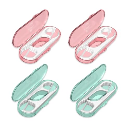 WeddHuis 4 Piezas Portátil Soporte de Hilo Dental Organizador de Viaje Recargable Contenedor de Picks de Hilo Dental 40 Picks Hilo Dental para Familias Mujeres Hombres Limpieza Dental