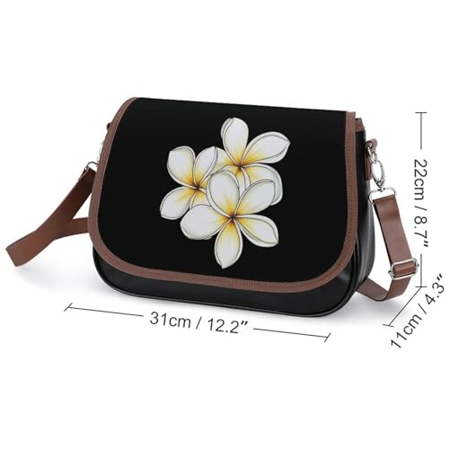 Plumeria Flowers Cute Crossbody Purses for Women Leather Shoulder Bag Adjustable Shoulder Strap Handbag2
