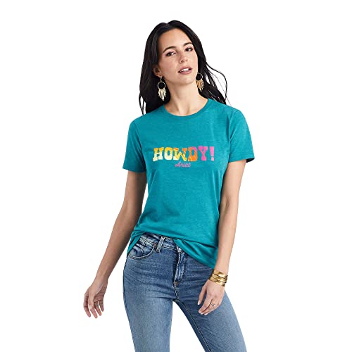 Image of ARIAT Women's Howdy Tee Shirt, Teal Green Heather, Small