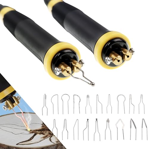 Pro1 Professional Wood Burning Kit with 2 Woodburners for Wood Burning Pyrography with 20 Wire Nibs Tips Including Ball Tips(with Case)