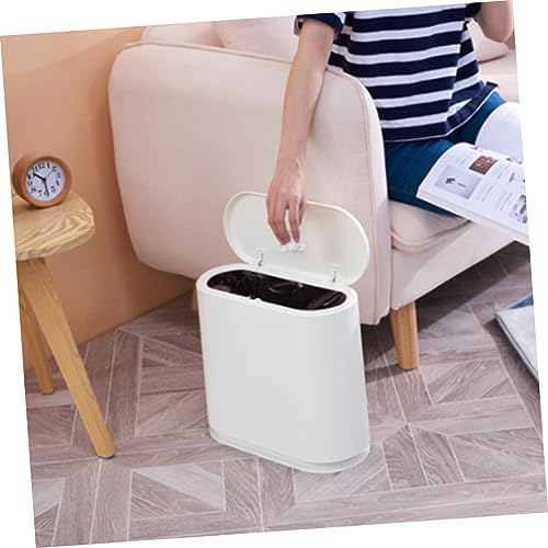 Caneca de basura rectangular push tipo blanca portátil miniatura 6