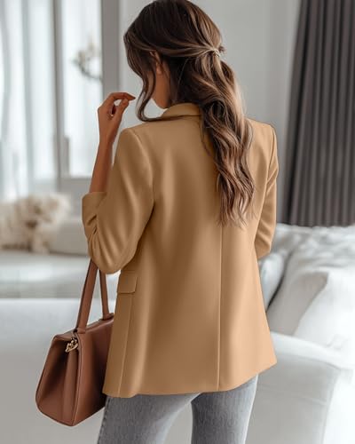 Riyiper Women's 3/4 Sleeve Blazer Open Front Blazer Jackets Casual Outfits Work Office Suit with Pockets2