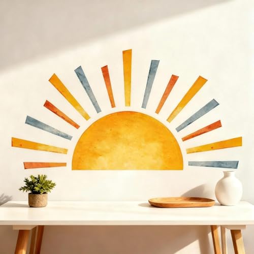 PHMING 2 Piezas Vinilos de Pared Decorativos, Forma del Sol, Papel Pintado Pared Infantil Autoadhesivo, para Habitación de Bebé de Niñas y Niños, Dormitorio de Jardín de Infantes