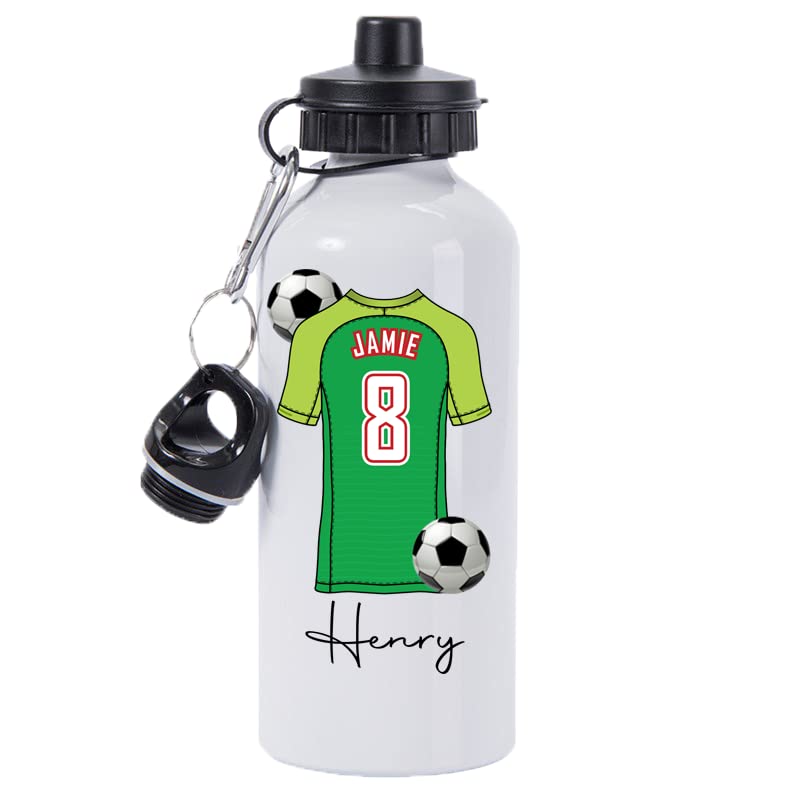 Pickhut Personalised World Cup 2022 Football 600ml White Aluminium Sports Water Bottle | Customised with Name/Number/Text on Jersey Shirt Design | Back to School Gift for Kid (Senegal)