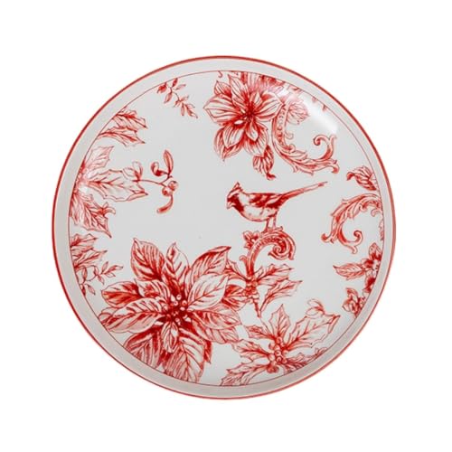 Image of GOLDEN QUEEN'S Handcrafted Dinner Plates: Set of 2 | Perfect for Hosting and Daily Meals | Microwave Safe Plates | 10.5 inch | Serves 2 - Crimson Garden Plates