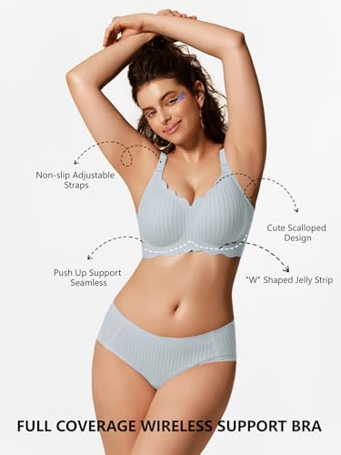 Image of COCOMARTS Jelly Bras for Women No Underwire Scalloped Push Up Wireless Bralettes Seamless Soft Comfort Everyday Tshirt Bra