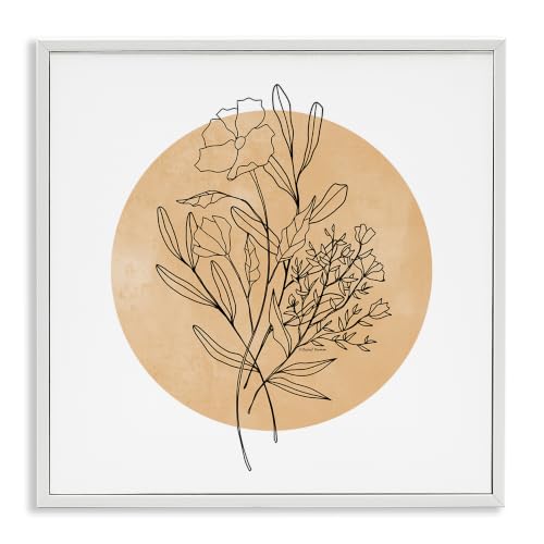 Minimalist Floral Sprigs Boho, 12 x 12 Inch Framed Giclée Print