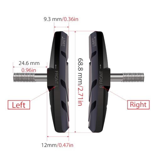 2 Pairs Bicycle V-Brake Pads, Bike 70mm V Brake Blocks Set, 55mm-Black - Picture 6 of 30