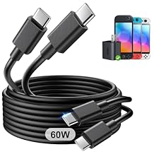 MENEEA 2-Pack Switch 2 كابل شحن سريع لمحول Nintendo 2 الأصلي،شاحن USB-C 5FT 60W، [سلك استبدال محول التيار المتردد] ملحقات Switch 2/المحول الرسمي، دعم TV Dock