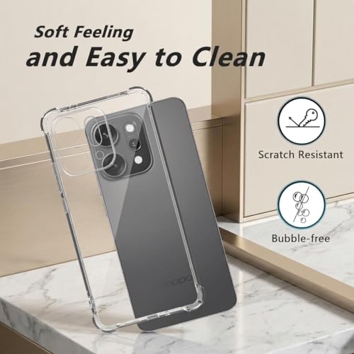 Image of Fashionury 3D Raised Transparent Crystal Clear Back Cover for Oppo Reno 14 Pro | Shockproof Design | Anti-Slip Grip | Camera Protection | 360 Degree Protection Mobile Case