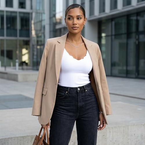 Image of Sunzel Tank Top for Women, V Neck Seamless Ribbed Crop Camisole with Ruffles