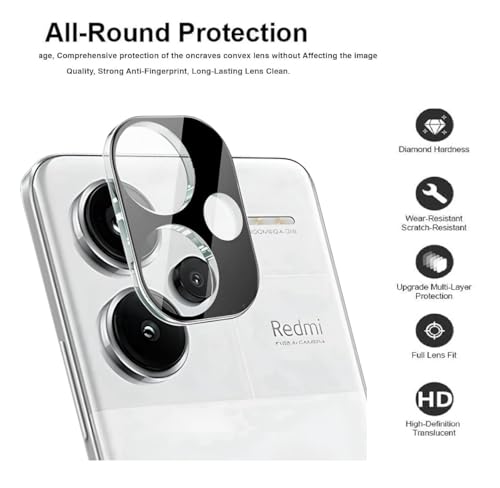 Image of ZARALA Glass Camera Lens Protector For redmi note 13 pro plus [9H Hardness] [6D Lens Protector ] [Easy Installation] Black (redmi note 13 pro plus)