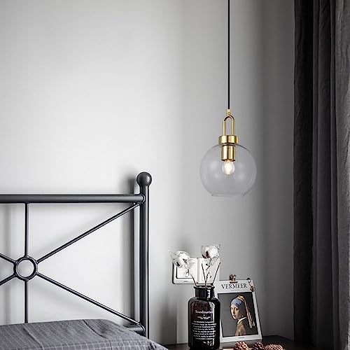 Lustre suspension en verre transparent culot E27 pour chambre