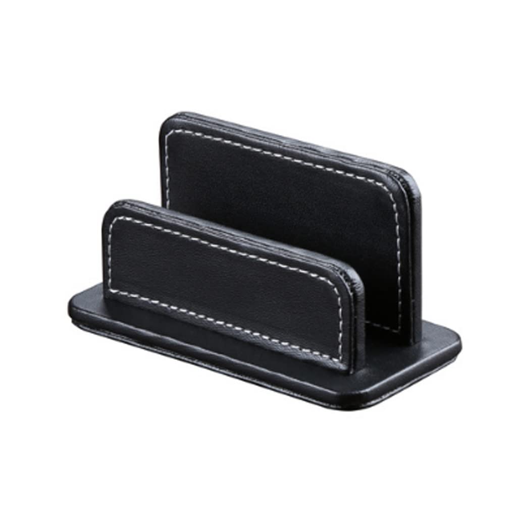 MOBYGKFY Leather Desktop Business Card Holder Storage Box Office Stationery Supplies