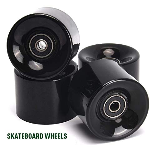 Racebon 60Mm Longboard Skateboard Wheels Hardness 78A Polyurethane Cruising Wheel Free 608 Bearings And Spacers Set Of 4 (Black) #TOP3