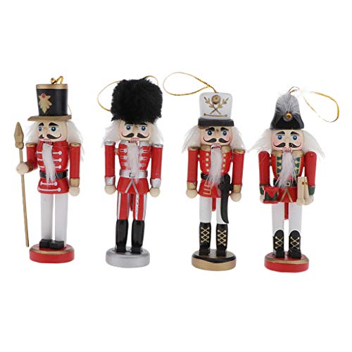 YIJU 4 Peças 12 Cm de Madeira Modelo de Contos de Fadas de Bonecos Quebra-nozes